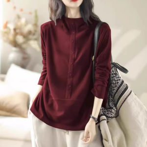 Autumn Winter Fashion Leisure Reducing Age Inner Outer Wear Long Sleeve T-Shirt