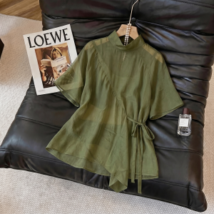 UYFY | Green Round Neck Short Sleeve Shirt Female Loose Slimming Versatile Rejuvenating