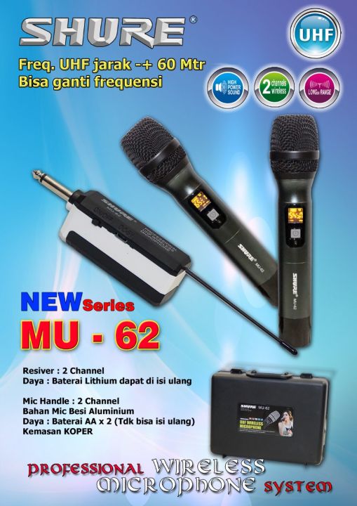 mic wireless shure mu62 shure mu 62 handheld free koper mic Lazada