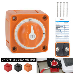 CNSPEED 6006 M-Series On/Off Battery Switch with Knob For Marine RV Travel Trailer Boat Camper Car IP66 Lugs Heatshrink 300A 48V