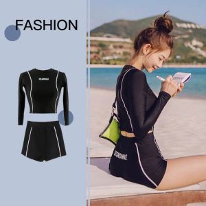 Women Swimsuit Summer  Ladies Two Piece long sleeve Swim Wear Hijab UV UPF 50+ Women swimsuit UV protection Beach Wear Bathing Suits 泳衣女装