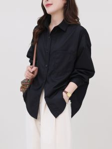 High-end Design French Black Womens Spring New Loose Leisure Shirt