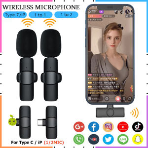 【Ready Stock】K9 Wireless Lavalier Microphone Portable Audio Video Recording Lapel Mic For Phone Android DSLR Camera Vlog Live