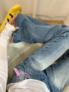 Slimming Straight Leg Jeans Womens American Street Style Loose Wide Leg Pants Low Waist Denim Spring Summer Fashion Student