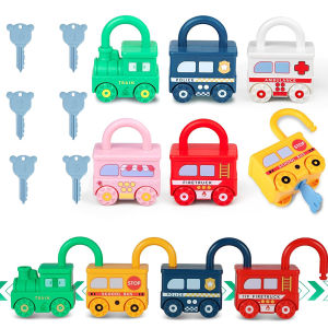 3Pcs Early Learning Lock Unlock Car Train Toy with Keys Kids Montessori Math Motor Skill Educational Toys Birthday Xmas Gift