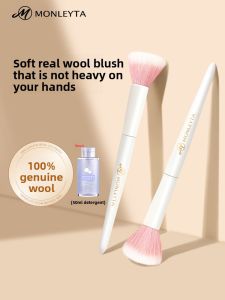 MONLEYTA | Portable Mini Size Wool Animal Hair Blush Brush Compact Powder Highlighting Cheekbone Shading Makeup Brush By MONLEYTA