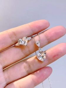 iLove Jewellery 925 Sterling Silver 18K White Gold Plated 2ct Heart Cut Zircon Pendant Cubic Zirconia Necklace Diamond Gift for Women Fashion ILN015