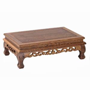 Retro Redwood Carving Base Display Piece Stone Landscape Rectangle Wood Sculpture Potted Plant Buddha Statue Wood Tray