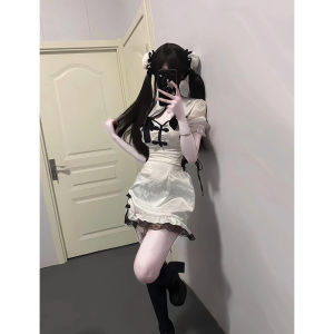 New Chinese Style Black White Qipao Lolita Dress Maids Uniform Panda Design Womens plus Size Clothing Autumn Fashion