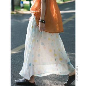 XIAOER | Fine 100% Linen Adjustable Waist Half Skirt