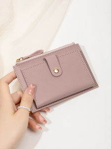 Fashionable Simple and ultrathin womens short Wallet Lightweight Portable ID Card Credit Card Holder Bifold Zipper Small Wallet