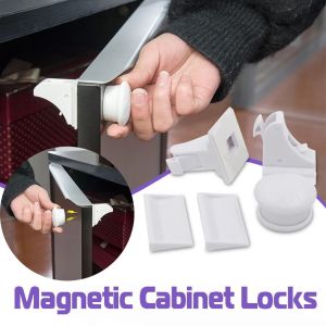 4+1 Pcs/Set Hidden Drawers Door Magnetic Lock Eco-Friendly Child Safety Cabinet Locks Punch-Free Security Lock