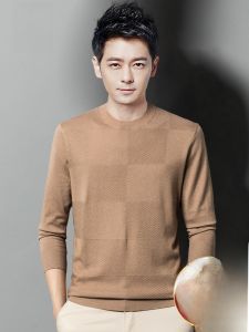 ROMON | Loose Casual Fashionable Round Neck Knitted Wool Sweater Romon Mens Spring Autumn New Style Comfortable Business Casual Top