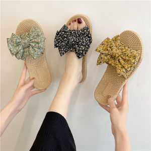 ทันสมัย รองเท้าแตะโรมันส้นแบน ผู้หญิง แบบสวม ฤดูร้อน รองเท้าส้นเตี้ย อินเทรนด์ เกาหลี หลากหลาย บ้านประจําวัน นักเรียน รองเท้าแตะปมผีเสื้อ