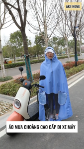 Áo mưa đi xe máy cỡ lớn che phủ toàn thân vải Oxford chống mài mòn+lớp PVC chống thấm nước cao cấp AM01