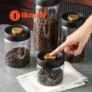 I know High borosilicate heat-resistant glass coffee jar vacuum sealed jar food grade storage jar kitchen moisture-proof and fresh-keeping jar
