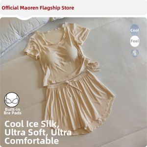 MiiOW | Cool Feel Modal Sleeveless with Pad Three-Piece Sleepwear Set