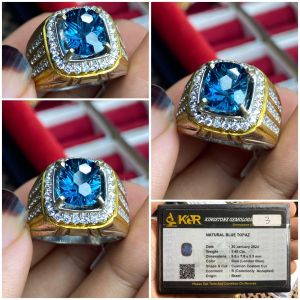 CINCIN BATU PERMATA NATURAL BLUE THOPAZ LONDON