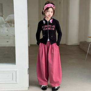 MPW | Korean Style Fall Childrens Set with Zipper Hoodie and Washed Cotton Pants