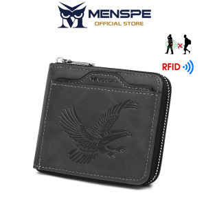 MENSPE Mens Short Wallet RFID Soft PU Short Wallet Detachable Card Holder Wallet Large Capacity Purse Multi-Card Position ID Credit Cards Holders Coin Pouch PU Leather Zippered Bag Business Wallets