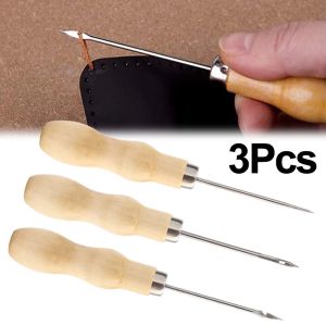3Pcs Canvas Leather Sewing Awl DIY Handmade Stitch Leather Sewing Needle Shoe Leather Repair Crochet Tools Punching Gadget