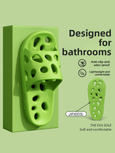 MONLEYTA | Non-Slip Bathroom Slippers Womens Indoor Home Dormitory EVA Hollow Out Quick Dry Odor Resistant Shower Slippers Couple Friendly