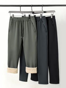 Quần Dài Ống Đứng Dày Ấm Áp Mùa Đông Cho Nam Quần Dài Thể Thao Ngoài Trời Có Lót Lông Cừu Chống Thấm Nước Chống Gió