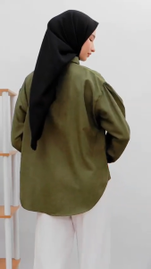 Atasan Wanita Aiza Fashion Muslim Baby Corduroy Lengan Panjang Full Kancing Depan