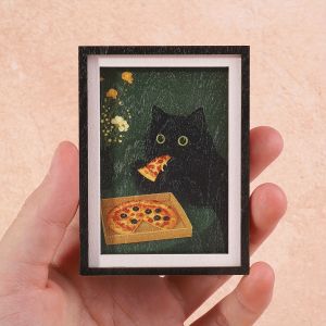 Khung Ảnh Mini 3 Lớp Nam Châm Dán Tủ Lạnh Họa Tiết Mèo Đen & Pizza Đồ Trang Trí Nhà Cửa Độc Đáo Tinh Tế Quà Tặng Ngày Lễ Độc Đáo