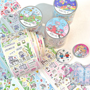 Creative Cartoon Little People Washi Paper Tapes Y2k Ins Style Decorative Adhesive Tapes  Childrens Cute Character Sticker Roll