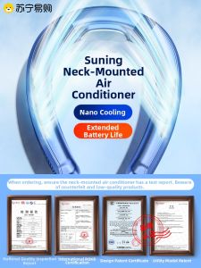 Portable Neck Fan Wireless Mini Personal No-Leaf Summer Cooling USB Rechargeable Neck-Hanging Air Conditioner for Outdoor