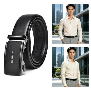 MENSPE Fashion Men’s Belt Business Leisure Belt Stylish Frosted Alloy Buckle Automatic Buckle Belt Second-layer Cowhide Waistband Youth Sports Pant Belt Stylish Simple Nice Waistband Durable Belt