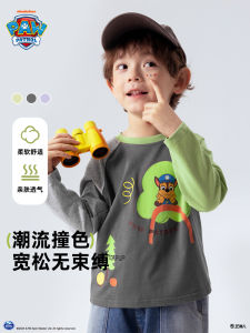 Autumn Winter Long Sleeve Pure Cotton T-Shirt for Boys Childrens Casual Loose Fit round Neck Print Top Baby Boy Clothes