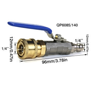 3Pc Kit High Pressure Washer Switch On/Off Ball Valve With 1/4" Quick Plug & Hitch Car Wash Accessories