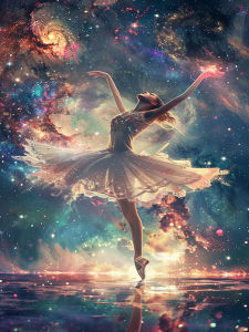 Huacan Full Square Round Diamond Painting Starry Sky Ballerina Diamond Embroidery Portrait Landscape New Decorative Paintings