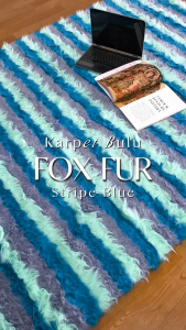 FOX FUR by ALICE Karpet Bulu Halus Ukuran 150x200 - Stripe Blue