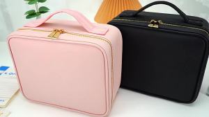 Smart LED Cosmetic Case With Mirror Travel Makeup Bag Large Capacity Female Beautician Skincare Product Makeup Case For Women