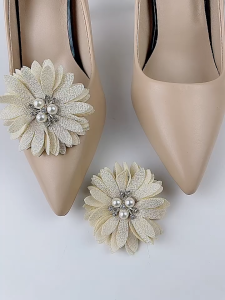 Shoe Clip Mutiara Bunga untuk Hiasan Heels Wanita Aksesoris Sepatu Perkawinan Gesper DIY 2pcs