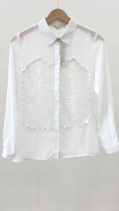 Lace Panel Button Cuff Top CFBOUTIQUE