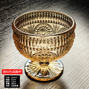 2025 New Crystal Glass Fruit Tray Small Elegant High-legged Ice Cream Cup Dessert Cup Luxury Sensation Nordic Style Pure Color
