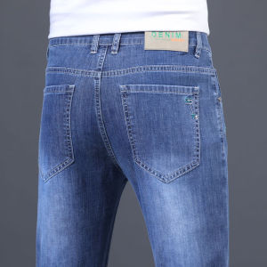 WEIJINSHI | Spring Autumn Slim Straight Stretch Fleece-Lined Black Mens Jeans