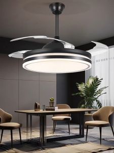 42 Inch Invisible Ceiling Fan With Lights Smart Remote Control 6-Speeds Intelligent Timing LivingRoom Ceiling Fan Lights