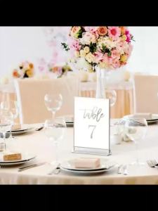 6 Pack Acrylic Sign Holders 4x6 Double Sided Silver Picture Frame Stand up Table Top Clear Display Stand Menu Flyer Holder for W