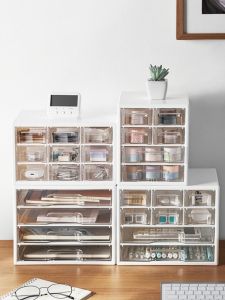 Desktop Organizer Box Office Desk Supplies Drawer Style Miscellaneous Lipstick Case Book Desk Organization Plastic Rectangular Shape