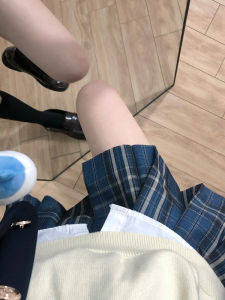 Empty Chestnut Ball [Blue Ocean] Original Silver String JK Plaid Skirt Suit Authentic Japanese College Style for Schools Sense Pleated Skirt