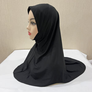 H304 Small girls 5-9 years Plain muslim hijab with chin part top quality amira pull on islamic scarf hot sell headscarf pray hat