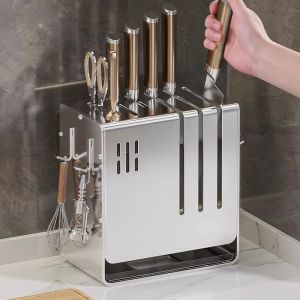 ชั้นวางสต็อกเกอร์หน้าจอกันน้ำมันและกาวแบบติดผนังอเนกประสงค์พร้อมช่องเก็บตะเกียบในครัว สแตนเลส ชั้นวางสต็อกเกอร์อเนกประสงค์สำหรับจัดระเบียบในครัว