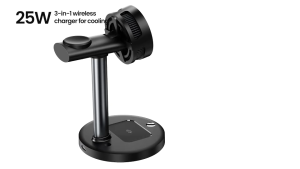 25W Qi2.2 Magnetic 3-in-1 Wireless Charger with TEC Active Cooling & Night Light for iPhone 17/16 AirPods Apple Watch Features medical-grade TEC semiconductor cooling technology.