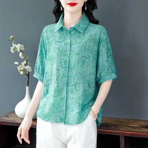 DAIXIANGFEIZI | Áo Sơ Mi Mẹ Thời Trang Thoáng Khí Cotton Linen Tay Ngắn