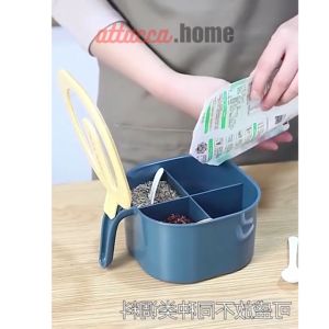 Tempat Bumbu 4 Sekat Toples Bumbu Dapur Wadah Aesthetic Set 4 in 1 Rak Unik Tempel Dinding Susun